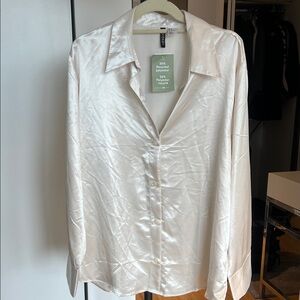 H&M Cream Satin Blouse- Oversized